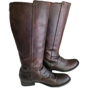 FRYE Melissa Stud Back Zip Western Equestrian Boots in Chocolate Brown, Size 8
